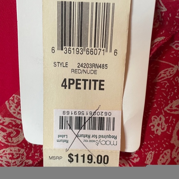 INC 100% Silk Floral Ruffled Sleeveless Lined Dress - Red Poppy - 4P  NWT - Picture 4 of 7